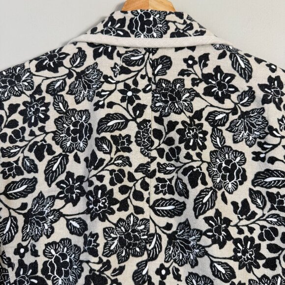 Sigrid Olsen Linen Floral Blazer Jacket Women's 10 Tan Black Career Suit Office - Picture 10 of 11